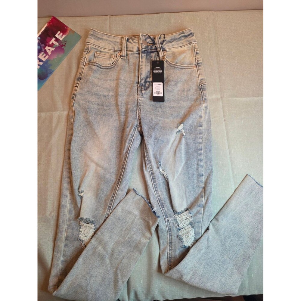 NWT Fashion Nova Light Blue Distressed Skinny Jeans